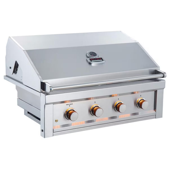 Ruby 36" 4 Burner Pro-Sear w/LED Lights, High Heat Searing Grate Propane