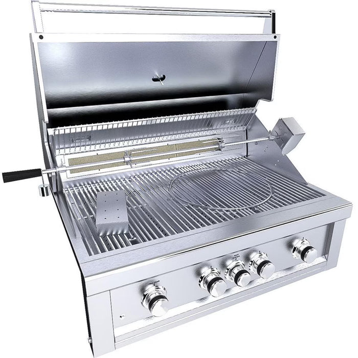 Ruby 36" 4-Burner Propane Grill w/ IR Burner, Rotisserie, LED Lights & Searing Grate