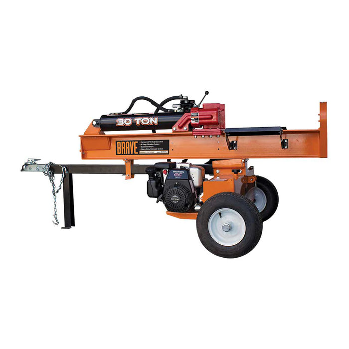 Brave VH1730GC 30‑Ton Tow‑Behind Log Splitter – Honda GC190, Horizontal/Vertical Operation