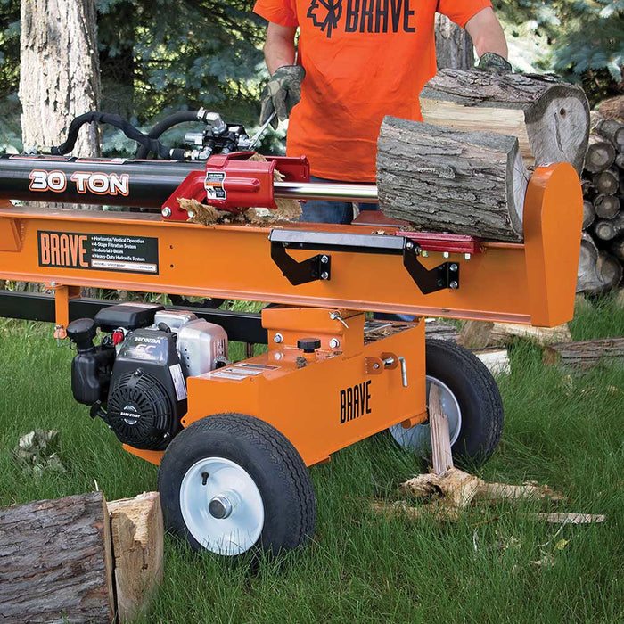 Brave VH1730GC 30‑Ton Tow‑Behind Log Splitter – Honda GC190, Horizontal/Vertical Operation