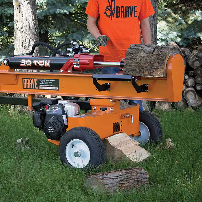 Brave VH1730GC 30‑Ton Tow‑Behind Log Splitter – Honda GC190, Horizontal/Vertical Operation