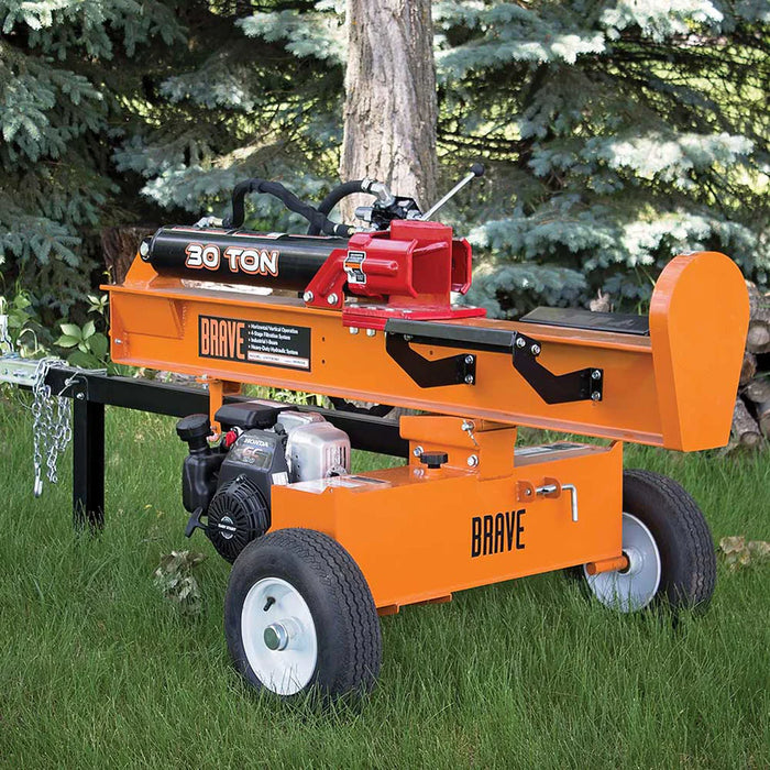 Brave VH1730GC 30‑Ton Tow‑Behind Log Splitter – Honda GC190, Horizontal/Vertical Operation