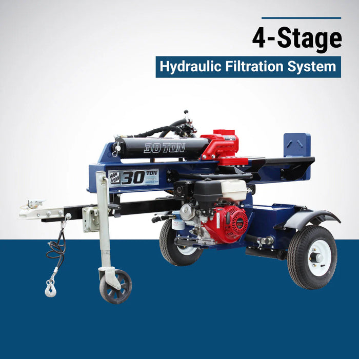 Iron & Oak BHVH3018GXT 30‑Ton Tow‑Behind Log Splitter with Honda GX270 Engine & Torsion Axle