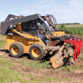 GreyWolf Double Quick Attach Grapple for Skid Steer Loaders – Gray/Red Powder Coat, Heavy‑Duty Brush & Debris Handling