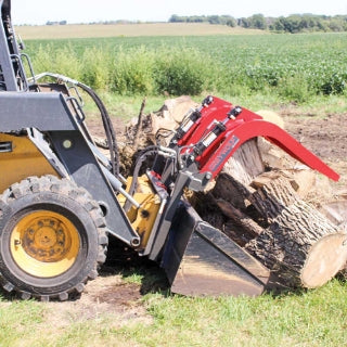 GreyWolf Double Quick Attach Grapple for Skid Steer Loaders – Gray/Red Powder Coat, Heavy‑Duty Brush & Debris Handling