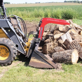 GreyWolf Double Quick Attach Grapple for Skid Steer Loaders – Gray/Red Powder Coat, Heavy‑Duty Brush & Debris Handling