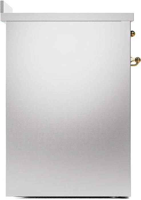 Ilve UPI304NMPSSG 30 in Nostalgie II Induction Range, 4 Elements, Single Oven, Stainless Steel, Brass