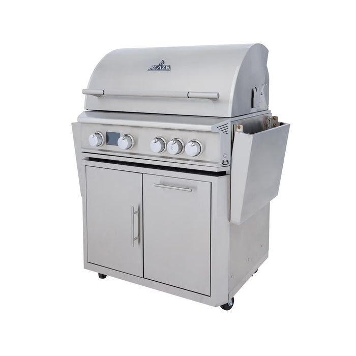 Blaze BLZ‑4LTEPRO‑CART‑LTSC 32" LTE PRO Gas Grill Cart with Soft‑Close Doors, Stainless Steel Outdoor BBQ Accessory