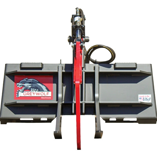 GreyWolf Rock Devil Attachment for Skid Steer Loaders – Gray/Red Powder Coat, Heavy‑Duty Rock Removal Grapple