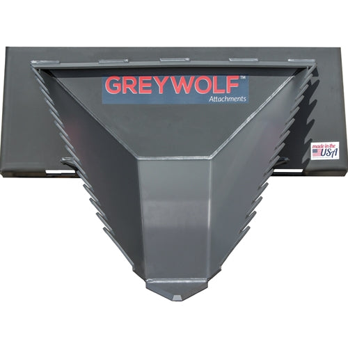 GreyWolf Stump Bucket Attachment for Skid Steer Loaders – Gray Powder Coat, Universal Quick‑Attach, Heavy‑Duty Root & Stump Removal