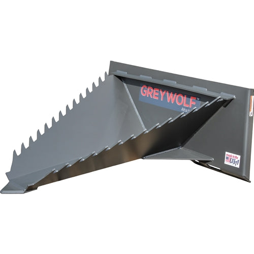GreyWolf Stump Bucket Attachment for Skid Steer Loaders – Gray Powder Coat, Universal Quick‑Attach, Heavy‑Duty Root & Stump Removal