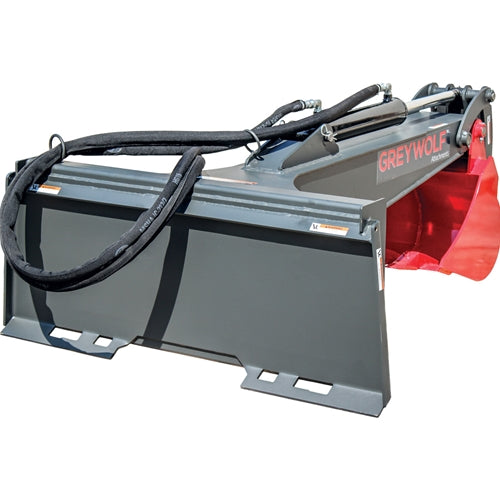 GreyWolf Backhoe Attachment for Skid Steer Loaders – Gray/Red Powder Coat Finish, 12‑in Bucket, Universal Quick Attach Plate