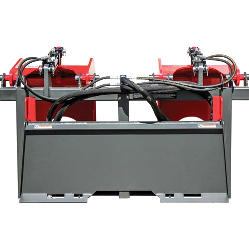 GreyWolf Double Quick Attach Grapple for Skid Steer Loaders – Gray/Red Powder Coat, Heavy‑Duty Brush & Debris Handling