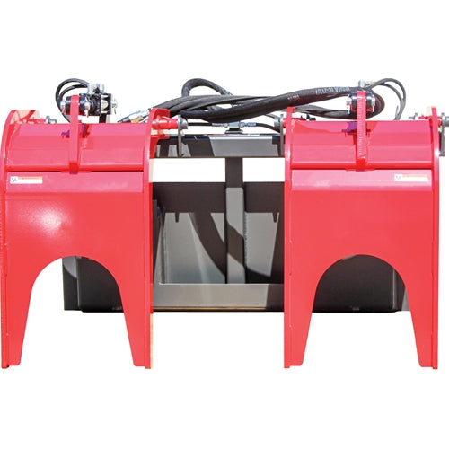 GreyWolf Double Quick Attach Grapple for Skid Steer Loaders – Gray/Red Powder Coat, Heavy‑Duty Brush & Debris Handling