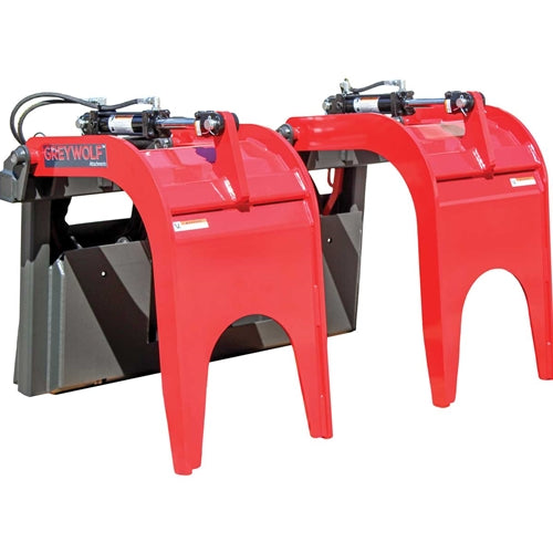 GreyWolf Double Quick Attach Grapple for Skid Steer Loaders – Gray/Red Powder Coat, Heavy‑Duty Brush & Debris Handling