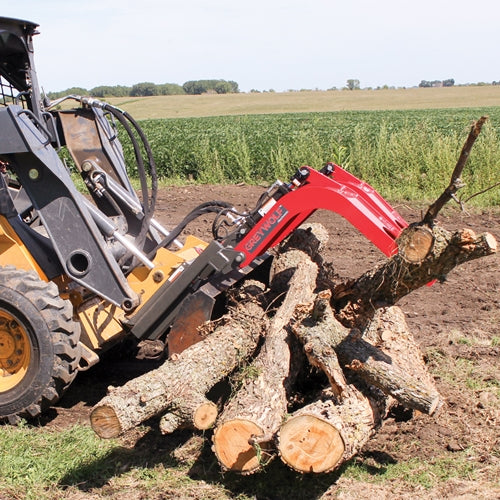 GreyWolf Double Quick Attach Grapple for Skid Steer Loaders – Gray/Red Powder Coat, Heavy‑Duty Brush & Debris Handling