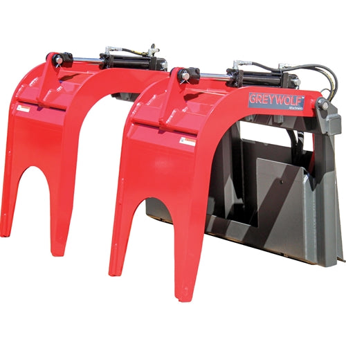 GreyWolf Double Quick Attach Grapple for Skid Steer Loaders – Gray/Red Powder Coat, Heavy‑Duty Brush & Debris Handling