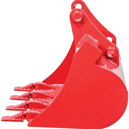 GreyWolf 20‑In. Backhoe Bucket – 4 Replaceable Teeth, Heavy‑Duty Steel, Gray/Red Powder Coat