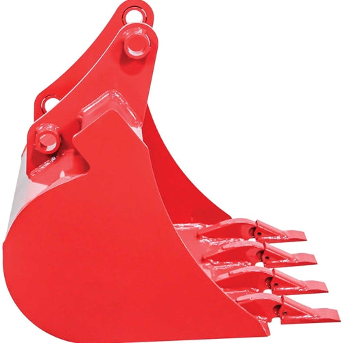 GreyWolf 20‑In. Backhoe Bucket – 4 Replaceable Teeth, Heavy‑Duty Steel, Gray/Red Powder Coat