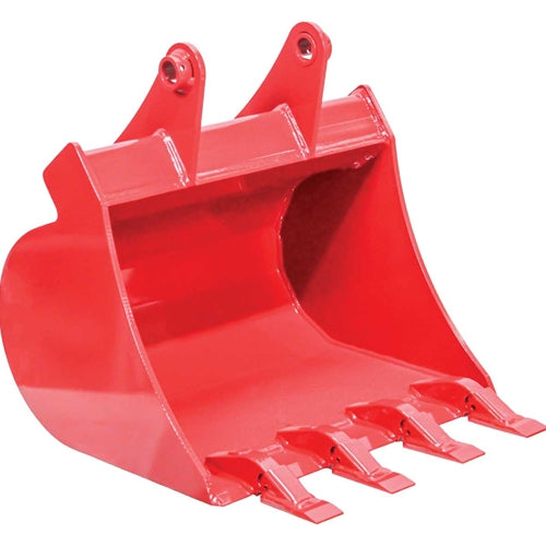 GreyWolf 20‑In. Backhoe Bucket – 4 Replaceable Teeth, Heavy‑Duty Steel, Gray/Red Powder Coat