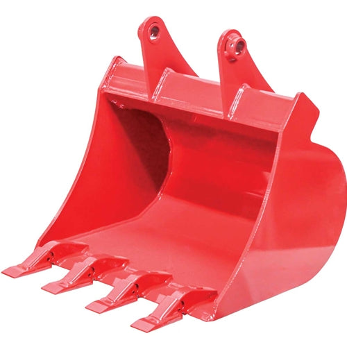 GreyWolf 20‑In. Backhoe Bucket – 4 Replaceable Teeth, Heavy‑Duty Steel, Gray/Red Powder Coat