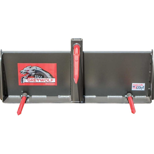 GreyWolf Bale Spear Attachment for Skid Steer Loaders — Gray/Red Powder Coat, Universal Quick Attach, 3‑Prong Spear & Stabilizers