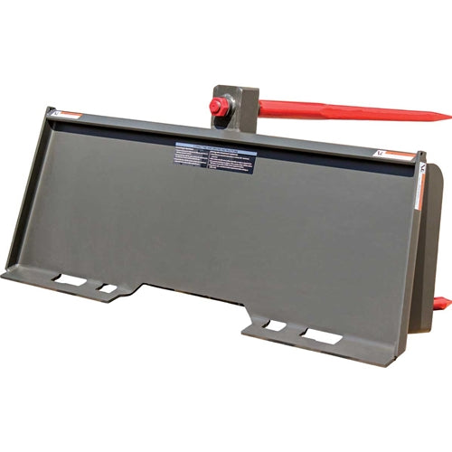 GreyWolf Bale Spear Attachment for Skid Steer Loaders — Gray/Red Powder Coat, Universal Quick Attach, 3‑Prong Spear & Stabilizers