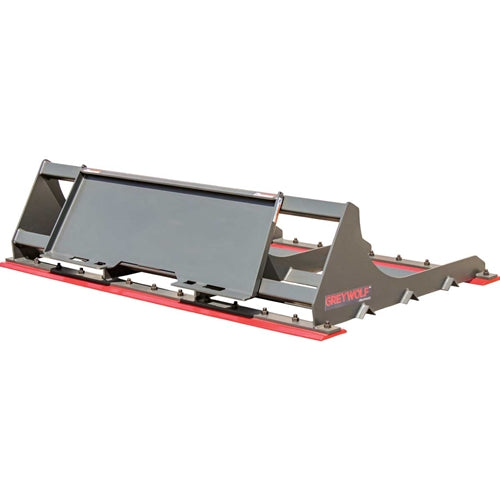 GreyWolf Land Plane Attachment for Skid Steer Loaders – Gray/Red Powder Coat, Heavy‑Duty 75″ Width with Reversible Cutting Edges