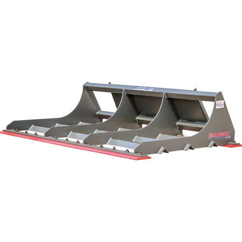GreyWolf Land Plane Attachment for Skid Steer Loaders – Gray/Red Powder Coat, Heavy‑Duty 75″ Width with Reversible Cutting Edges