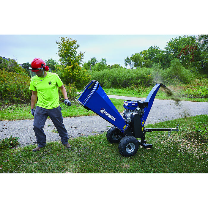 Powerhorse 115061 Towable Wood Chipper Shredder 5-Inch Capacity 420cc Gas Powered