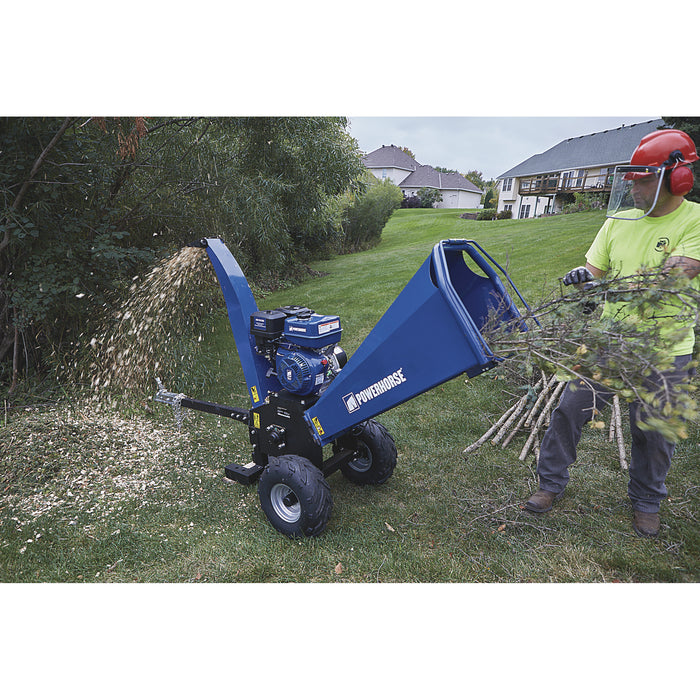 Powerhorse 115061 Towable Wood Chipper Shredder 5-Inch Capacity 420cc Gas Powered