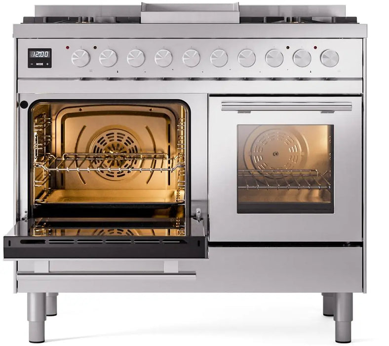 ILVE Professional Plus II 40-Inch Dual Fuel Range with 6 Burners and Griddle, Stainless Steel