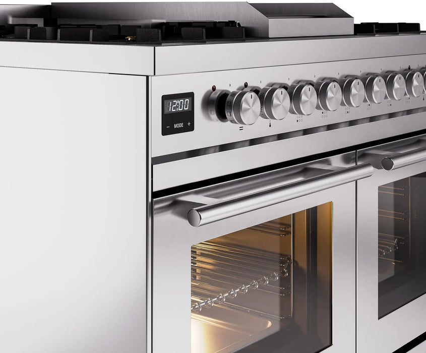 ILVE Professional Plus II 40-Inch Dual Fuel Range with 6 Burners and Griddle, Stainless Steel