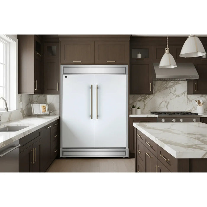 Forno Maderno FFFFD1722-60MG-WHT 60″ Built-In Convertible Refrigerator/Freezer Set, White, 27.2 Cu. Ft.