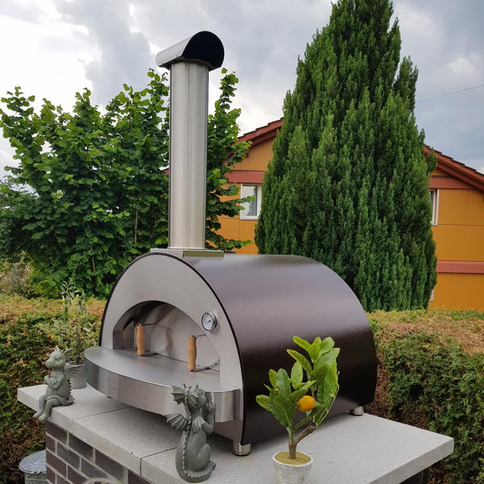 Alfa 4 Pizze Wood-Fired Outdoor Pizza Oven FX4P-LRAM-T – Copper, 4-Pizza Capacity, Countertop, 1,000 °F Max Temp