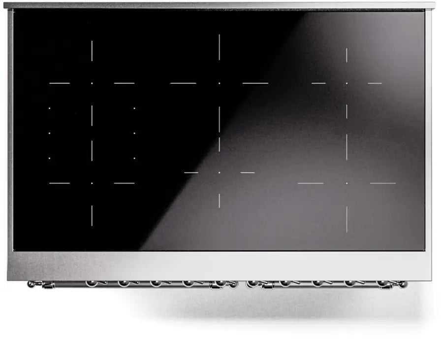 ILVE Nostalgie II 40-Inch Induction Range with 6 Elements and Double Ovens, Stainless Steel Chrome Trim