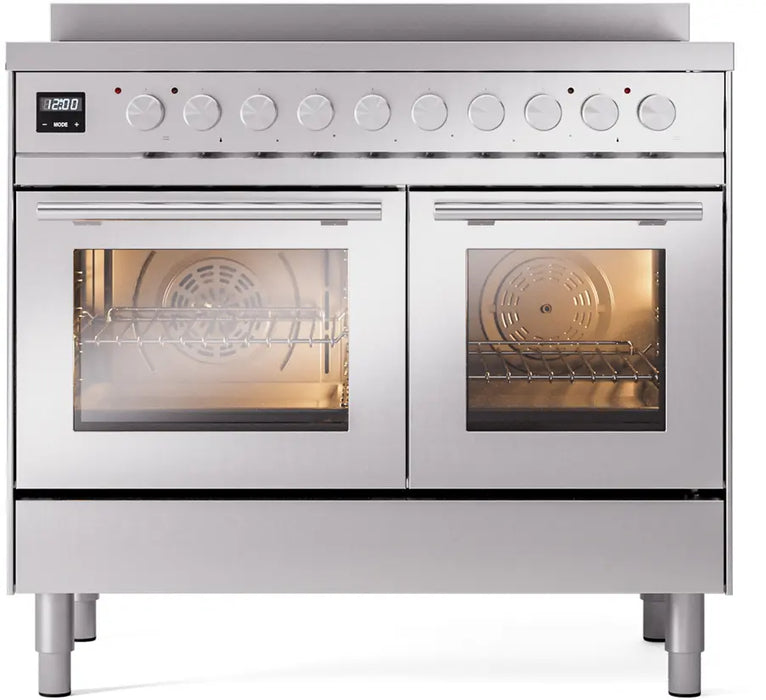 ILVE Professional Plus II 40-Inch Induction Range with Double Ovens, Stainless Steel Satin Trim