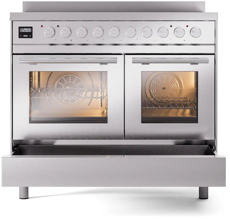 ILVE Professional Plus II 40-Inch Induction Range with Double Ovens, Stainless Steel Satin Trim