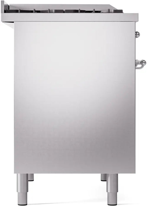 ILVE Nostalgie II 40-Inch Dual Fuel Range with Double Ovens, 6 Burners and Griddle, Stainless Steel Chrome Trim