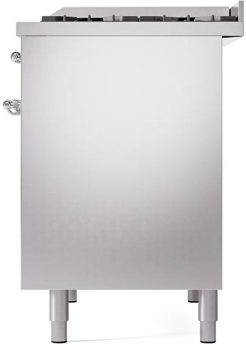 ILVE Nostalgie II 40-Inch Dual Fuel Range with Double Ovens, 6 Burners and Griddle, Stainless Steel Chrome Trim