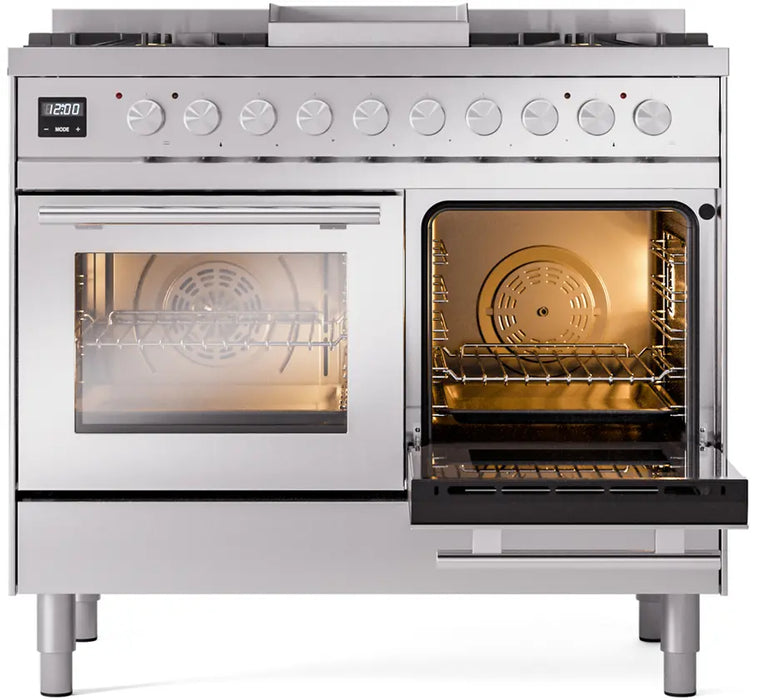 ILVE Professional Plus II 40-Inch Dual Fuel Range with 6 Burners and Griddle, Stainless Steel