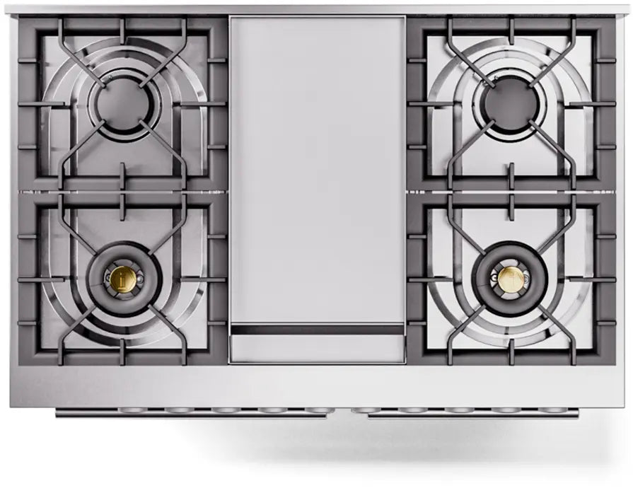 ILVE Professional Plus II 40-Inch Dual Fuel Range with 6 Burners and Griddle, Stainless Steel