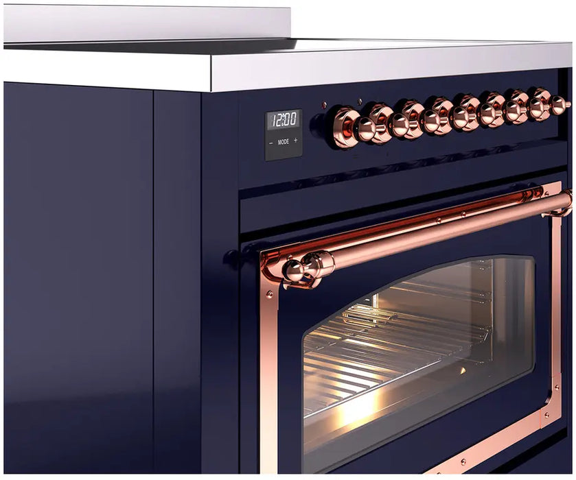 LVE Nostalgie II Noblesse 36-Inch Induction Range with 6 Elements, Midnight Blue Copper Trim