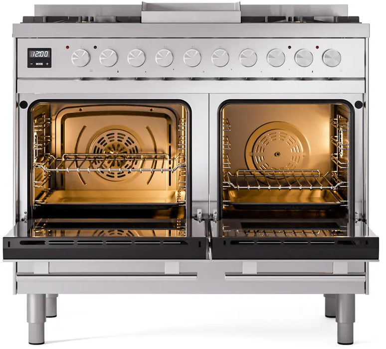 ILVE Professional Plus II 40-Inch Dual Fuel Range with 6 Burners and Griddle, Stainless Steel