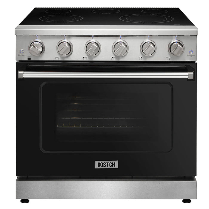 Kostch KOS-36RE06H-B 36" Freestanding Electric Range with Smooth Cooktop, Convection Oven – Black