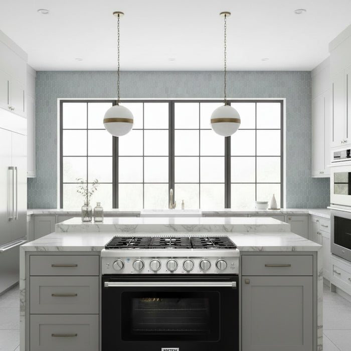 Kostch KOS-36RG03M-B 36" Freestanding Gas Range with 6 Burners, Convection Oven – Black, LP Convertible