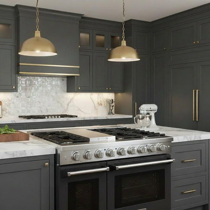 Kostch KOS-48RG03M-B 48" Freestanding Gas Range with 6 Burners, Convection Oven – Black, LP Convertible