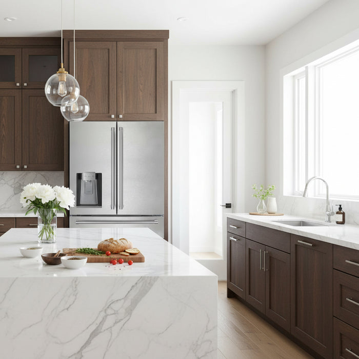 Kostch KOS-36RFD07T-SS 36" Counter-Depth 21.6 cu. ft. 4-Door French Door Refrigerator with Ice & Water Dispenser – Stainless Steel