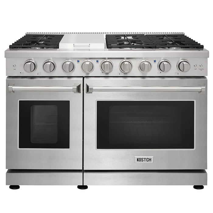Kostch KOS-48RG03M-S 48" Freestanding Gas Range with 6 Burners, Convection Oven – Stainless Steel, LP Convertible