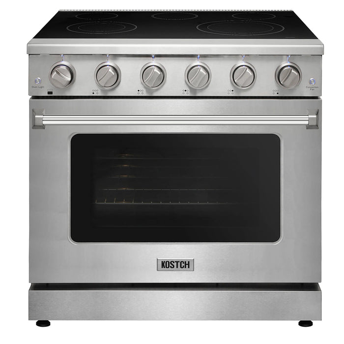 Kostch KOS-36RE06H-S 36" Freestanding Electric Range with Smooth Cooktop, Convection Oven – Stainless Steel